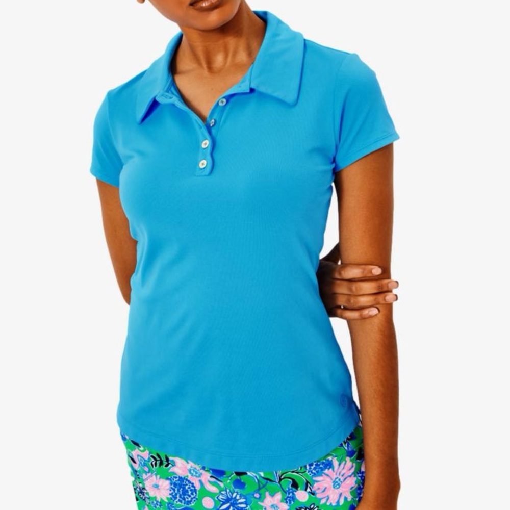 Lilly Pulitzer Frida Polo Top Lunar Blue